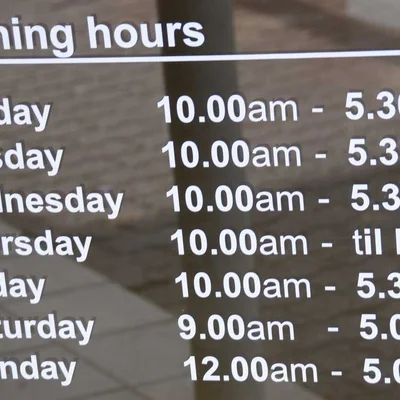 Opening Hours - Business window lettering